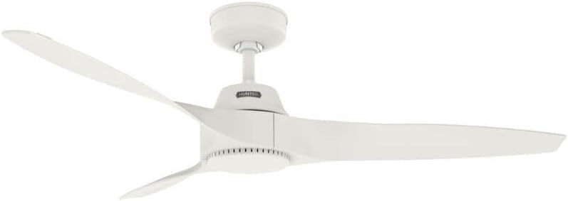 Hunter Fan 52 inch Ceiling Fan with No Light, Outdoor or Indoor White Ceiling Fan with 3 Blades for Porch, Living Room, Office, Kitchen, Garage (Renewed)