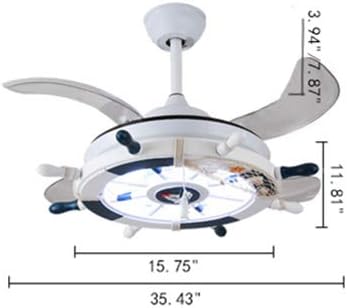 LITFAD Modern LED Ceiling Light with Fan Nautical Style Anchor Hanging Ceiling Fan Light with Invisible Blade 3-Color Light Pendant Light in White Finish for Living Room Bedroom Children's Room