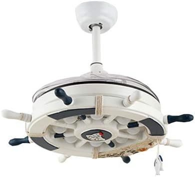 LITFAD Modern LED Ceiling Light with Fan Nautical Style Anchor Hanging Ceiling Fan Light with Invisible Blade 3-Color Light Pendant Light in White Finish for Living Room Bedroom Children's Room
