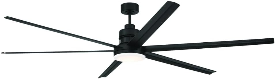 Craftmade MND80FB6 Mondo 80 Inch Smart by Bond Compatible Ceiling Fan | Integrated 20W LED Light Kit | 1136 Lumens | 6 Aluminum Blades | 6-Speed Reversible DC Motor | Damp Rated | Flat Black Finish