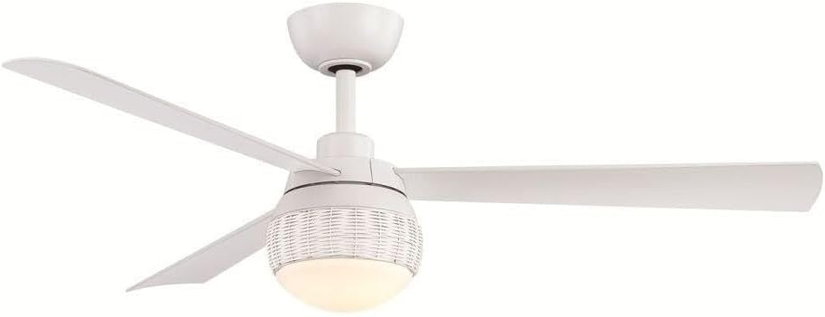 Fanimation Paget 52 inch Indoor/Outdoor Ceiling Fan with LED Light Kit - Matte White with Matte White Blades