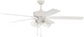 Craftmade 60' Outdoor Super Pro OS104W5 Wet Rated Fan with Clear 4 Light Kit in White with ABS Matte White Blades
