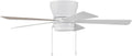 Craftmade 52' Merit MER52W5 Hugger/Flushmount Indoor Reversible Ceiling Fan in White Finish, Reversible White/Washed Oak Blades Included, Integrated 18W dimmable LED Light Included