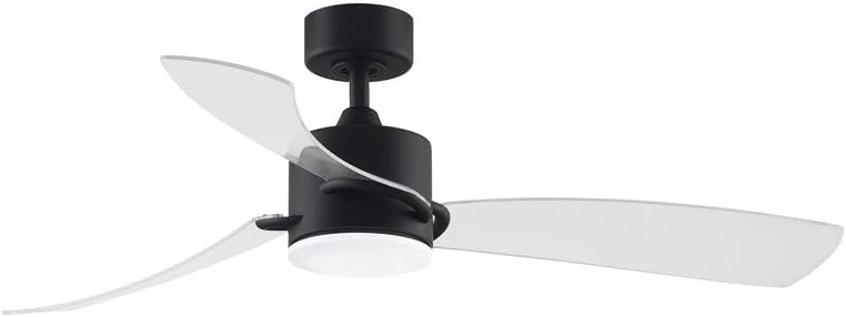 Fanimation SculptAire 52 inch Indoor/Outdoor Ceiling Fan with LED Light Kit - Black with Clear blades