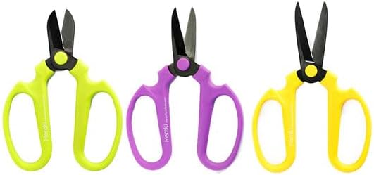 Flower Scissors Set of 3 Carbon Steel Blades, 3 Sizes In Polychromatic Colors