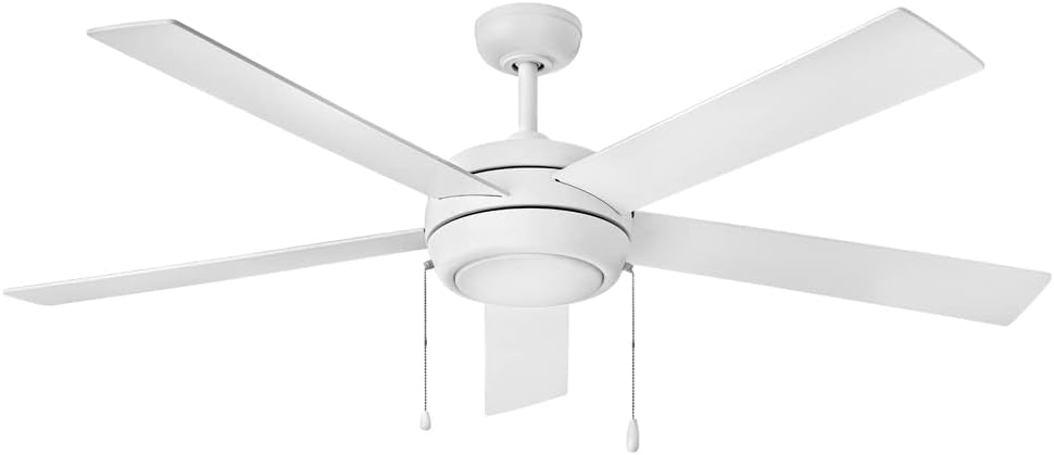 Hinkley Croft 60' Indoor Ceiling Fan with Light, Pull Chain Operation, Reversible Wooden Fan Blades, Integrated LED, Chalk White