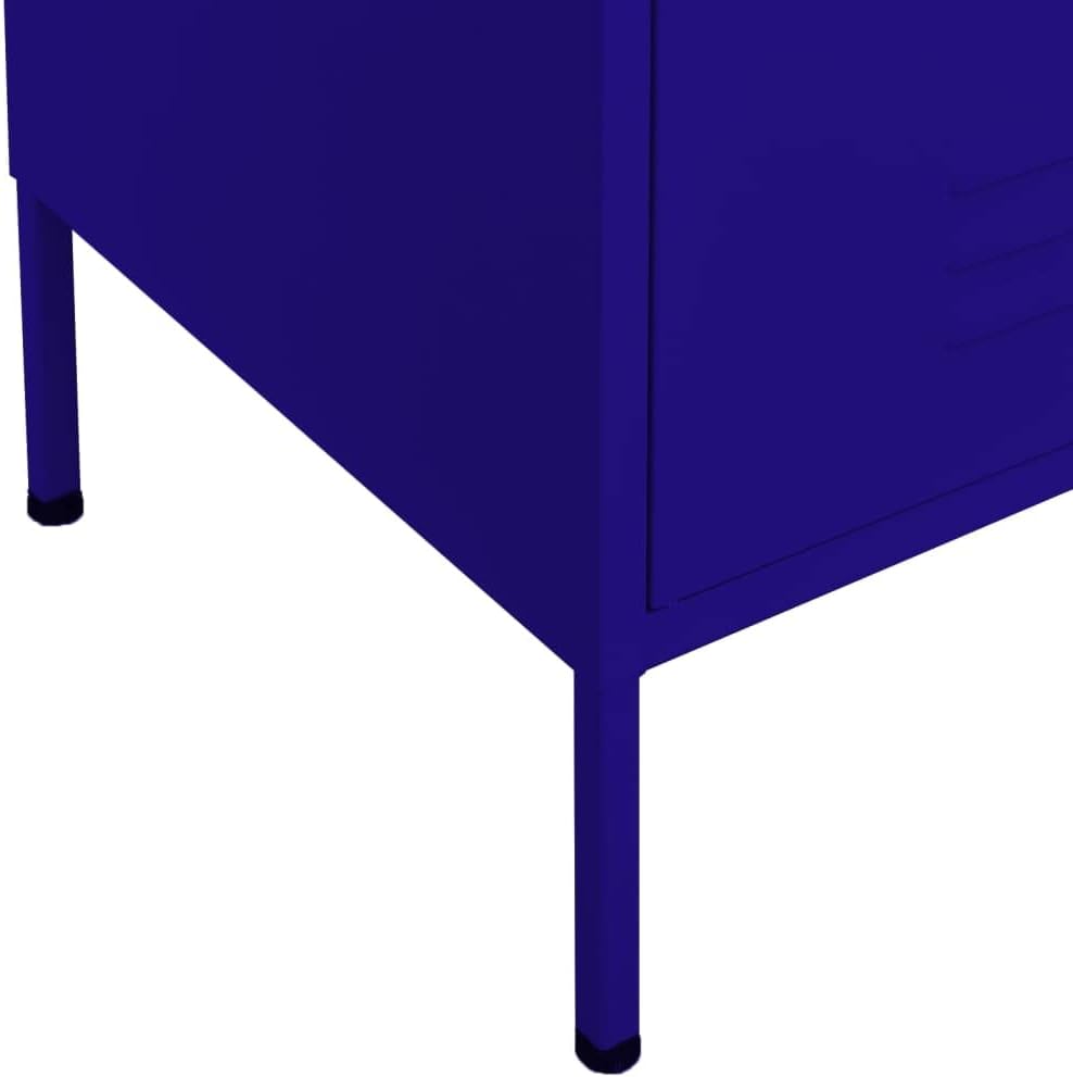 Navy Blue Steel Storage Cabinet 13.8 x 31.5 x 40 in, Adjustable Shelves Lockable Doors, Powder-Coated Metal Organizer for Living Room Office Pantry
