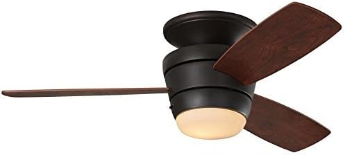 Mazon 44-in Oil-Rubbed bronze Integrated LED Indoor Flush Mount Ceiling Fan with Light Kit and Remote (3-Blade)