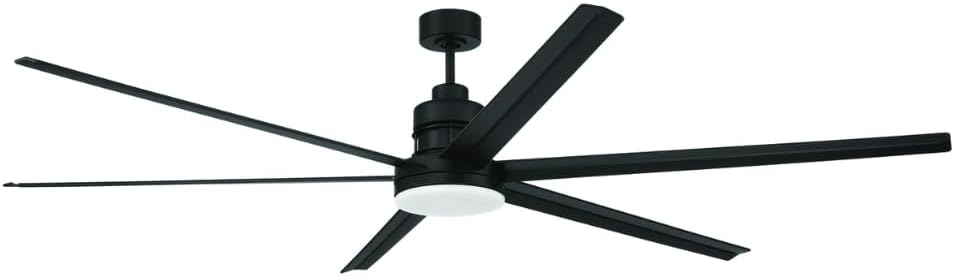 Craftmade MND80FB6 Mondo 80 Inch Smart by Bond Compatible Ceiling Fan | Integrated 20W LED Light Kit | 1136 Lumens | 6 Aluminum Blades | 6-Speed Reversible DC Motor | Damp Rated | Flat Black Finish