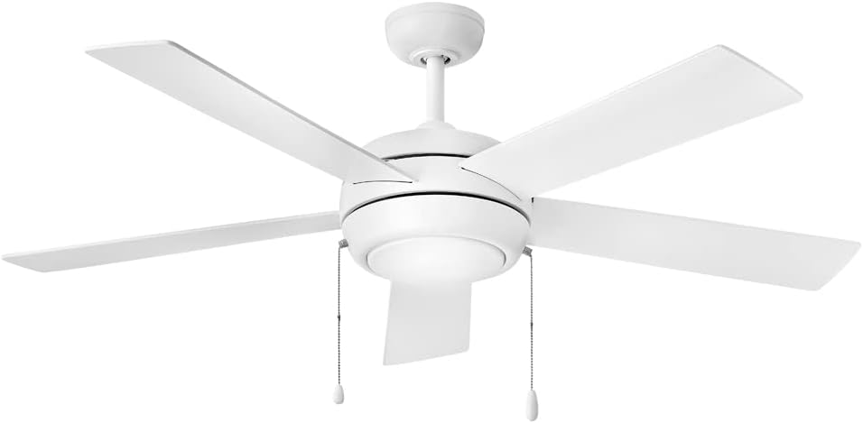 Hinkley Croft 52' Indoor Ceiling Fan with Light, Pull Chain Operation, Reversible Wooden Fan Blades, Integrated LED, Chalk White