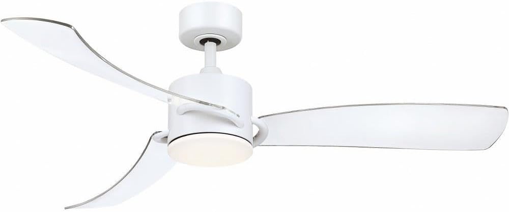Fanimation SculptAire 52 inch Indoor/Outdoor Ceiling Fan with LED Light Kit - Matte White with Clear blades