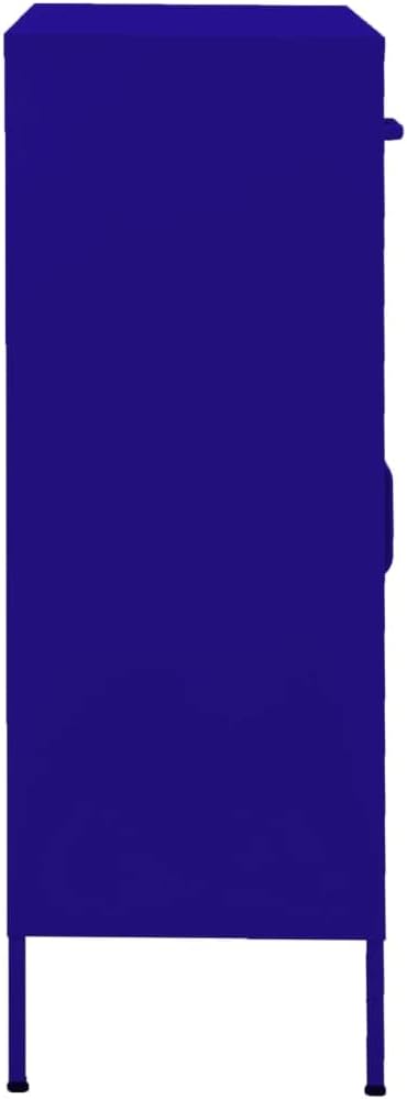 Navy Blue Steel Storage Cabinet 13.8 x 31.5 x 40 in, Adjustable Shelves Lockable Doors, Powder-Coated Metal Organizer for Living Room Office Pantry