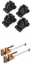 BORA Parallel Clamp Blocks, 4-Pack + Bora 18' Parallel Clamp Set, 2 Pack of Woodworking Clamps with Rock-Solid, Even Pressure, 571118T