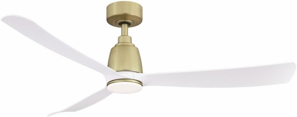 Fanimation Kute 52 inch Indoor/Outdoor Ceiling Fan - Brushed Satin Brass with Matte White blades
