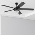 Harbr.Breeze Boltz III Easy2Hang 52-in Integrated LED Matte Black with Black Blades Ceiling Fan With Light - Remote Included (5 -Blade)