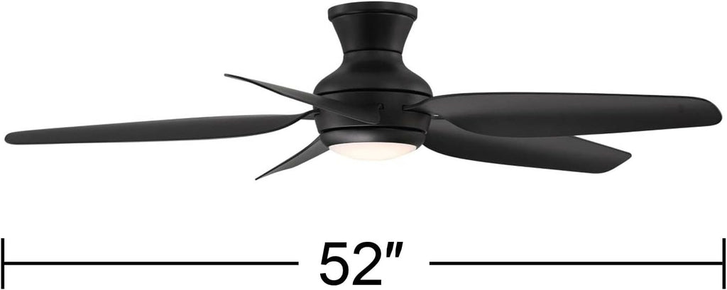 Casa Vieja 52' Del Diego Modern Industrial Hugger Indoor Outdoor Ceiling Fan with LED Light Remote Control Matte Black Damp Rated for Patio Exterior House Home Porch Gazebo Garage Barn