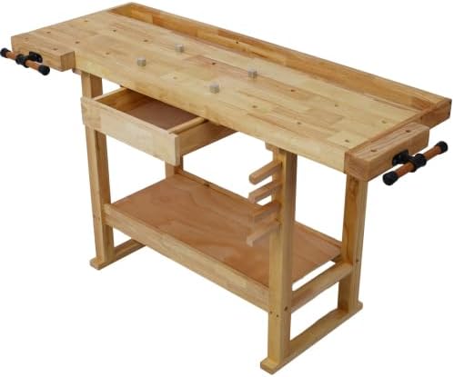 55-Inch Wood Workbench - Wooden Workbench for Garage Workshop and Home,with Bar Clamps Set 12 inch x 3inch Throat,Pack of 4