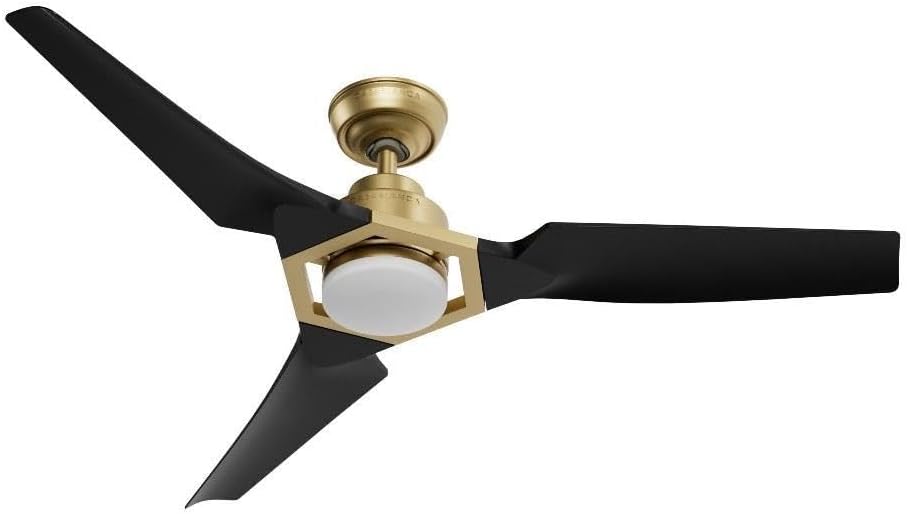 Casablanca - EULA Indoor/Outdoor Ceiling Fan with Light, 52-inch, Brass, Casual-Style, 6-Speed DC Motor, Energy Star, for porches, patios, sunrooms, bathrooms (Alturas Gold)