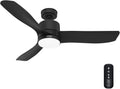 Hunter Fan 52 inch Indoor Ceiling Fan with LED Light, Matte Black Ceiling Fan with Remote, For Bedroom, Office, Kitchen, Living Room, 3 Blades (Renewed)