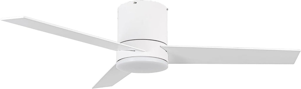 Low Profile Ceiling Fans with Lights and Remote, 48 Inch Bedroom Ceiling Fans Flush Mount, Indoor/Outdoor Fans for Patios, Reversible 3 Blades, Noiseless, Color Temp Adjusted, DOE ETL Tested (White)