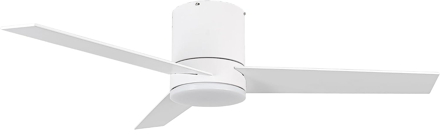 Low Profile Ceiling Fans with Lights and Remote, 48 Inch Bedroom Ceiling Fans Flush Mount, Indoor/Outdoor Fans for Patios, Reversible 3 Blades, Noiseless, Color Temp Adjusted, DOE ETL Tested (White)