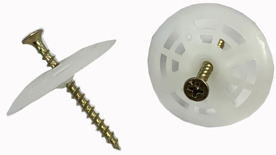 Insulation Board Fastener, 2 Inch Zinc Coated Screws with Polyproplyne Washer, 1000 Count, for EPS and XEPS Installation