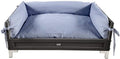 New Age Pet ECOFLEX Manhattan Raised Dog Bed, Moisture Resistant Frame with Stainless Steel Accents, Memory Foam Cushion, Espresso Black, Large
