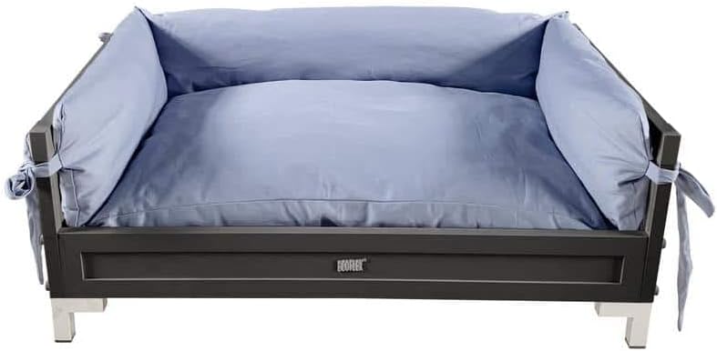 New Age Pet ECOFLEX Manhattan Raised Dog Bed, Moisture Resistant Frame with Stainless Steel Accents, Memory Foam Cushion, Espresso Black, Large