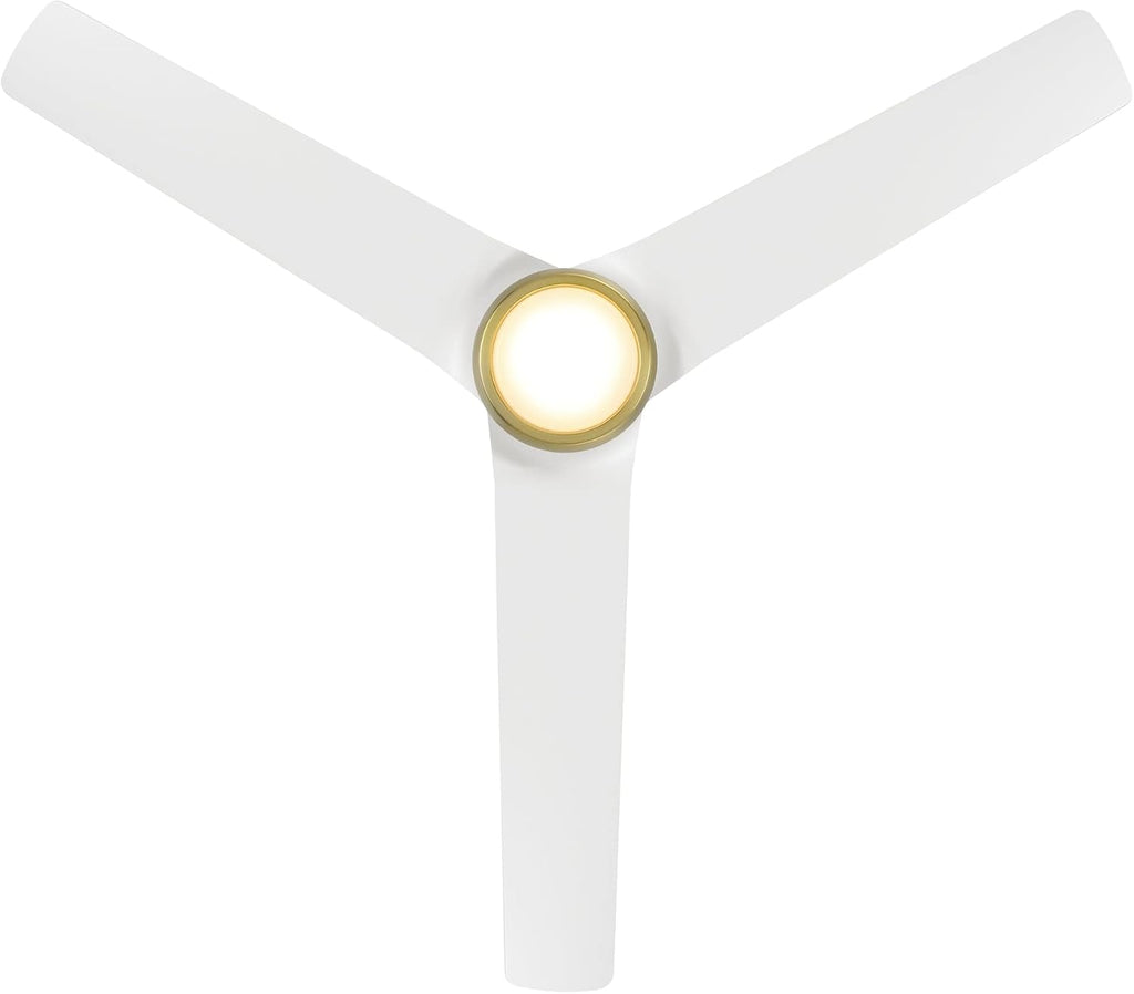 WAC F-001L-SB/MW Mocha 54' Outdoor Ceiling Fan with LED Lights and Remote, Soft Brass Matte White