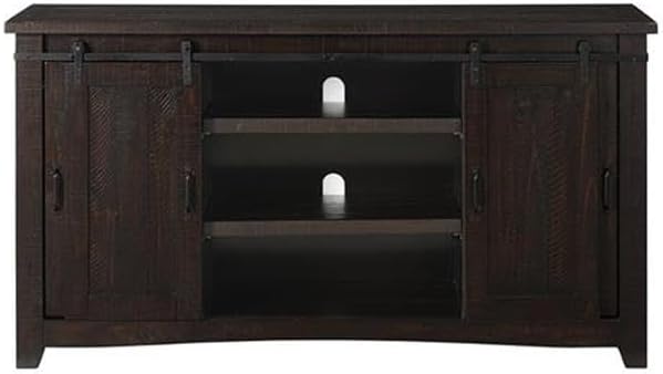 Martin Svensson Home 65' Solid Pine Wood Entertainment Center with Storage. Rustic TV Stand for TVs up to 70.' Sliding Doors, Adjustable Shelves & Cable Management – Espresso Finish