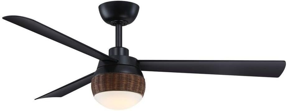 Fanimation Paget 52 inch Indoor/Outdoor Ceiling Fan with LED Light Kit - Black with Black Blades