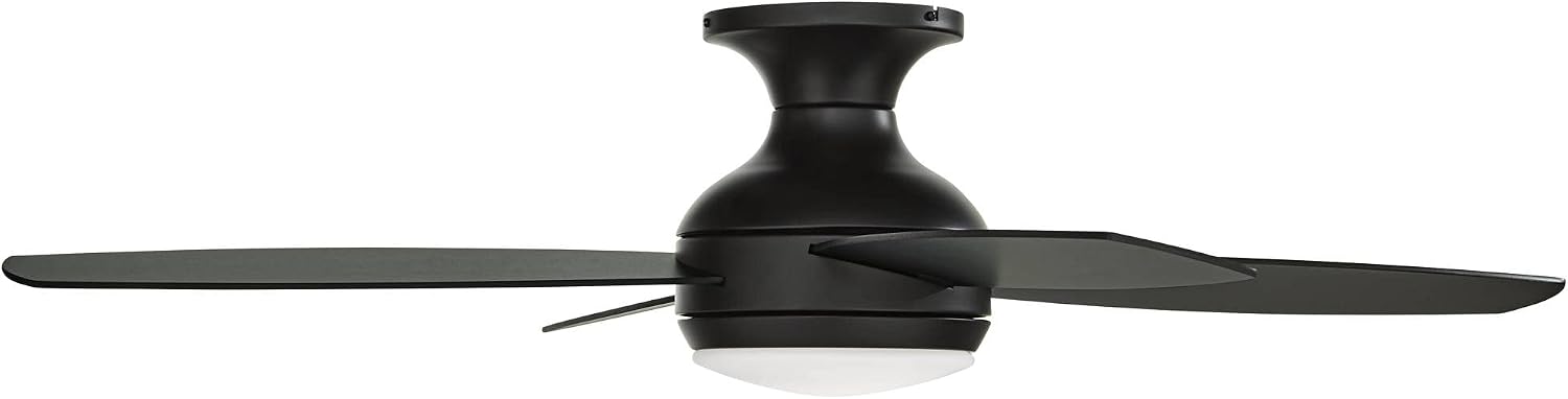 Casa Vieja 52' Casa Elite Modern Industrial Indoor Hugger Ceiling Fan with LED Light Remote Control Black Opal Glass Low Profile for House Bedroom Living Room Home Kitchen Dining Office