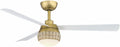Fanimation Paget 52 inch Indoor/Outdoor Ceiling Fan with LED Light Kit - Brushed Satin Brass with Matte White Blades