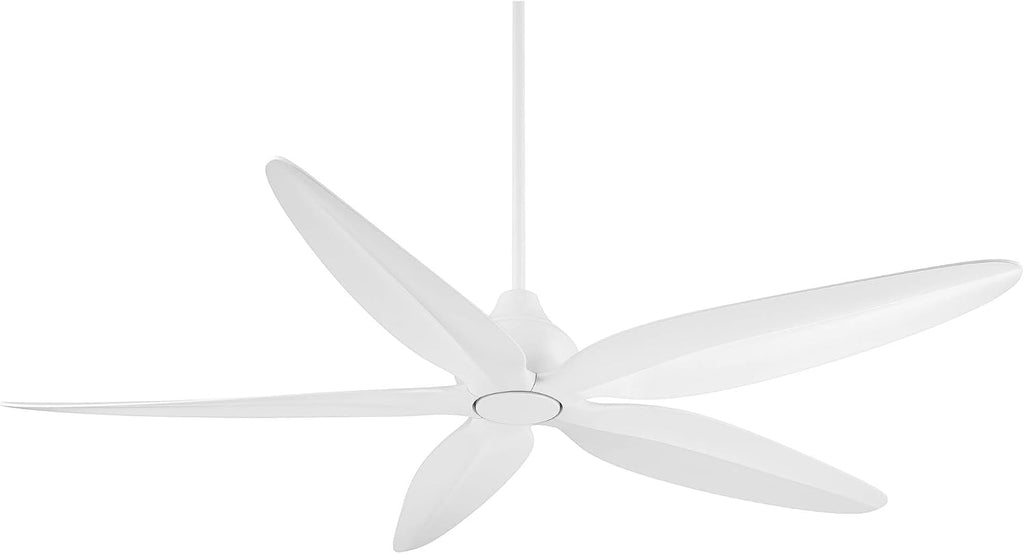 Casa Vieja 60' Lotus Bay Modern Indoor Outdoor Ceiling Fan 5 Blade LED Light Remote Control Matte White Finish Blades Bedroom Patio Living Room Kitchen Porch Damp Rated Decorative DC Motor Garage
