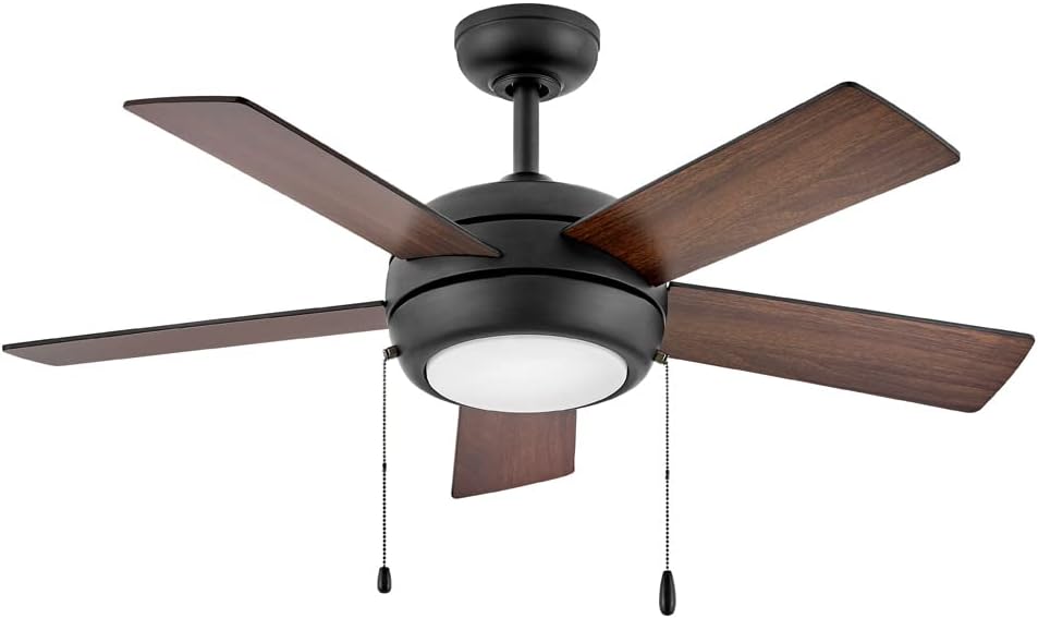 Hinkley Croft 42' Indoor Ceiling Fan with Light - Pull Chain Operation, Reversible Wooden Fan Blades, Integrated LED - Matte Black