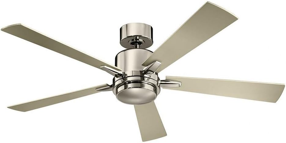 Kichler Lucian 52 in 5 Blade LED Ceiling Fan with Light, Modern Indoor Ceiling Fan with Etched Cased Opal Glass in Polished Nickel, Reversible Silver and Black Blades, 330000PN