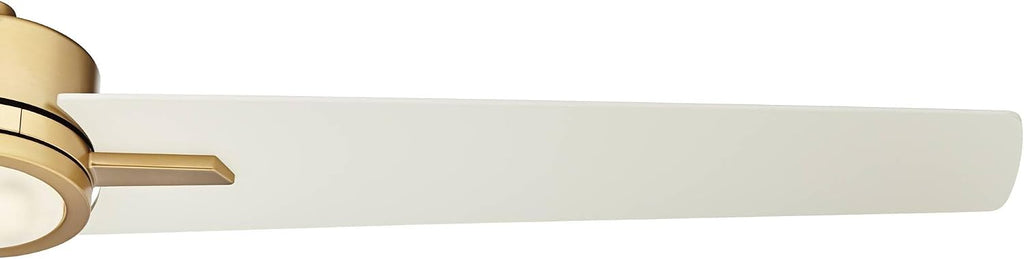 Casa Vieja 60' Monte Largo Modern Mid Century Indoor Ceiling Fan 3 Blade LED Light Remote Control Soft Brass Finish White Blades Bedroom Living Room Kitchen Dining Office Decorative with 24' Downrod