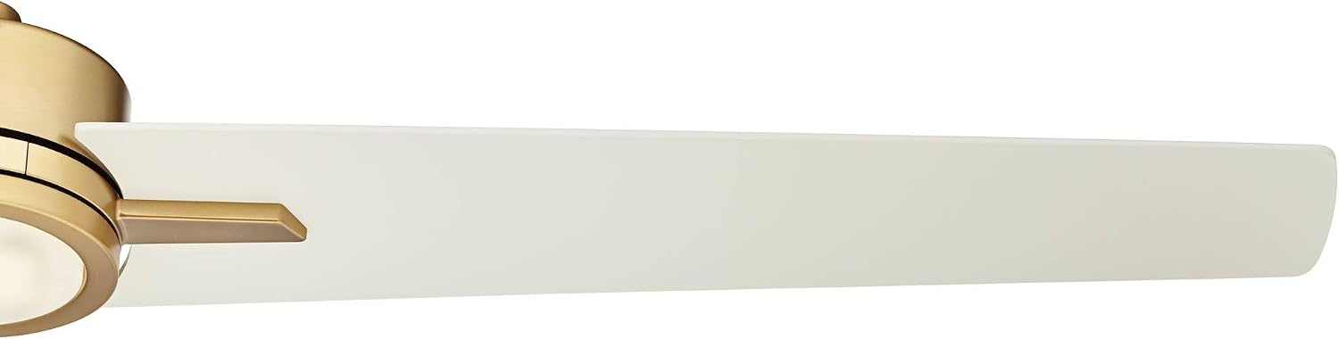 Casa Vieja 60' Monte Largo Modern Mid Century Indoor Ceiling Fan 3 Blade LED Light Remote Control Soft Brass Finish White Blades Bedroom Living Room Kitchen Dining Office Decorative with 24' Downrod