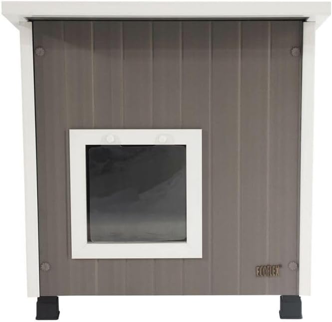 New Age Pet ECOFLEX Outdoor Cat House X-Large Weather Resistant, Raised Floor, Dual Vinyl Flaps, 30% Bigger, 28' W x 20' H