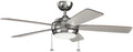 Kichler Starkk 52 in 5-Blade Ceiling Fan with LED Light, Modern Indoor Fan with Etched Cased Opal Glass in Polished Nickel, Reversible Silver and Walnut Blades, 330174PN
