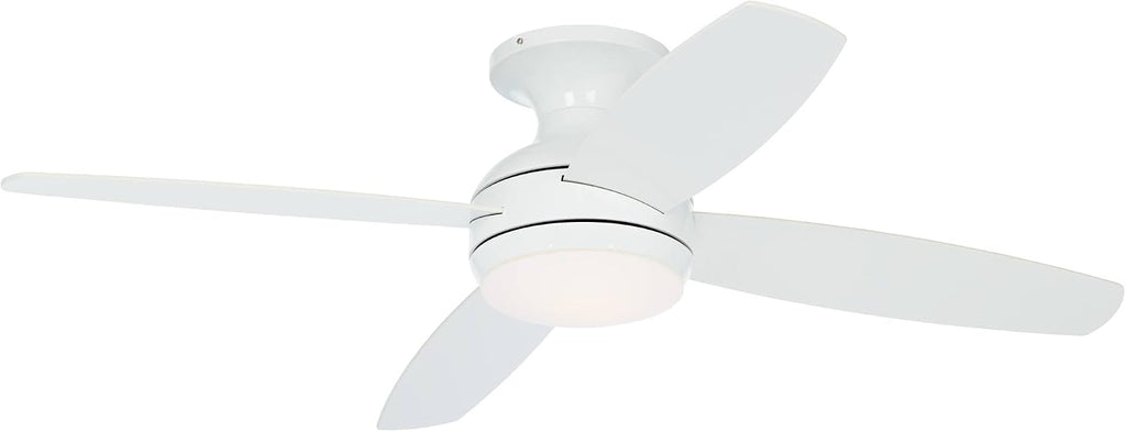 Casa Vieja 52' Elite Modern Industrial Hugger Low Profile Indoor Ceiling Fan with LED Light Dimmable Remote Control White Matte Opal Glass for House Living Room Kitchen Bedroom Family