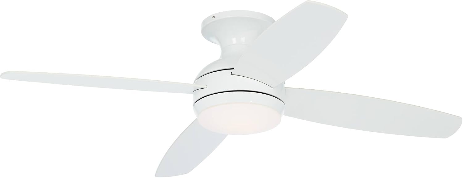 Casa Vieja 52' Elite Modern Industrial Hugger Low Profile Indoor Ceiling Fan with LED Light Dimmable Remote Control White Matte Opal Glass for House Living Room Kitchen Bedroom Family