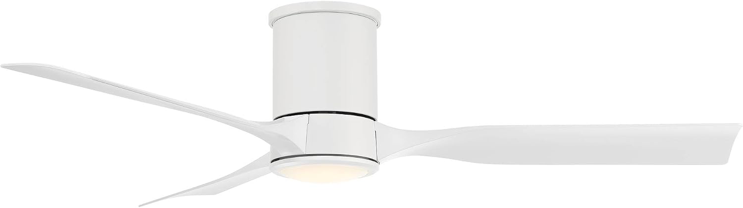 Casa Vieja 56' Keel Modern Indoor Outdoor Ceiling Fan 3 Blade LED Light Remote Control Matte White Finish Blades Bedroom Patio Living Room Kitchen Porch Hugger Damp Rated Flush Mount Garage Exterior