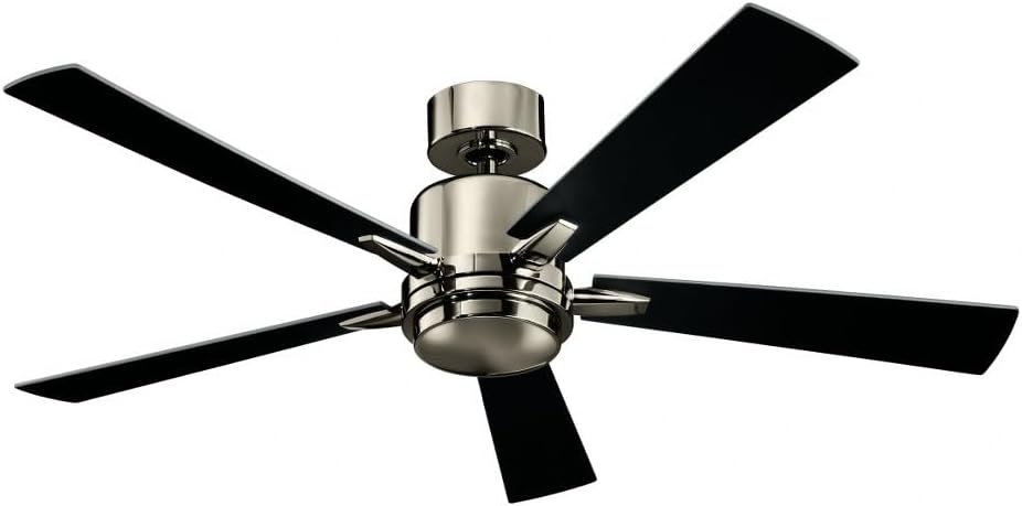 Kichler Lucian 52 in 5 Blade LED Ceiling Fan with Light, Modern Indoor Ceiling Fan with Etched Cased Opal Glass in Polished Nickel, Reversible Silver and Black Blades, 330000PN