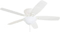 Honeywell Glen Alden 52 Inch Indoor LED Ceiling Fan with Bowl Light, Pull Chain Control, 5 Dual-Finish Blades, Quiet Reversible Motor, White