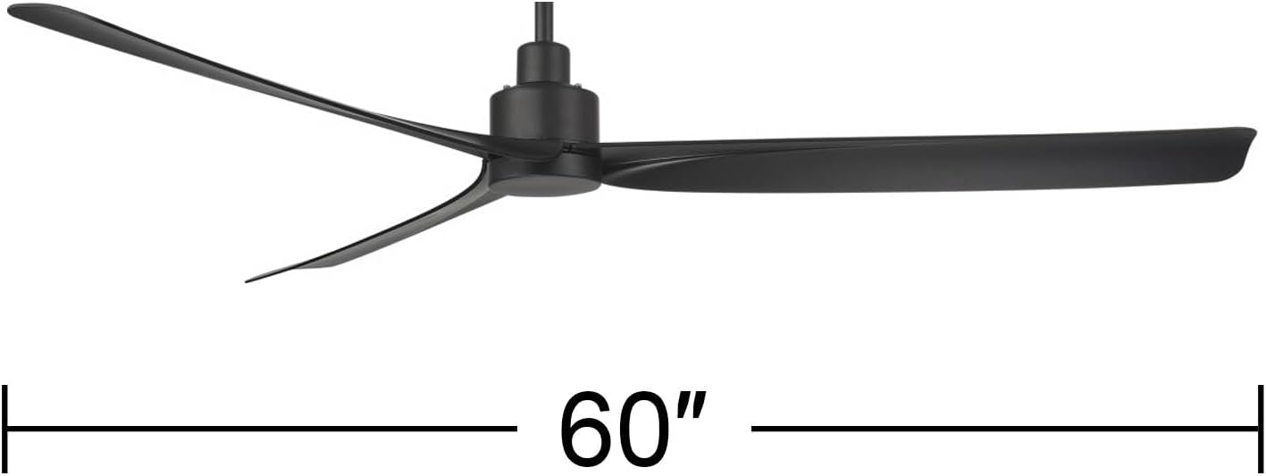 Casa Vieja 60' Sailplane Modern Industrial Indoor Outdoor Ceiling Fan 3 Blade Remote Control Matte Black Finish Blades Bedroom Patio Living Room Kitchen Porch Damp Rated Decorative DC Motor Garage