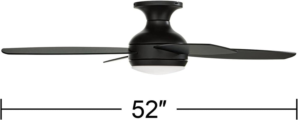 Casa Vieja 52' Casa Elite Modern Industrial Indoor Hugger Ceiling Fan with LED Light Remote Control Black Opal Glass Low Profile for House Bedroom Living Room Home Kitchen Dining Office