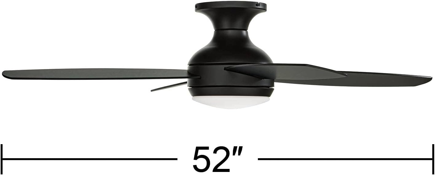 Casa Vieja 52' Casa Elite Modern Industrial Indoor Hugger Ceiling Fan with LED Light Remote Control Black Opal Glass Low Profile for House Bedroom Living Room Home Kitchen Dining Office
