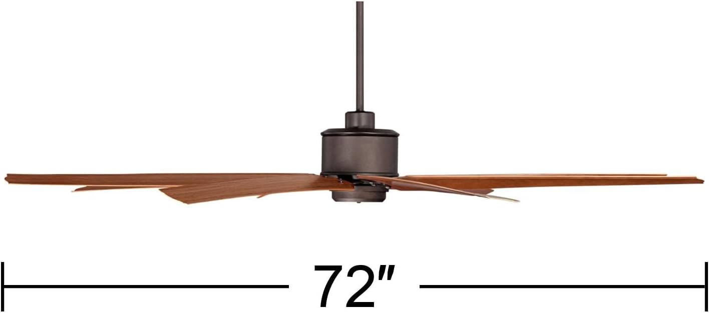 Casa Vieja 72' Predator Industrial Rustic Farmhouse Indoor Outdoor Ceiling Fan with Remote Control English Bronze Cherry Damp Rated for Patio Exterior House Home Porch Gazebo Garage with 4' Downrod