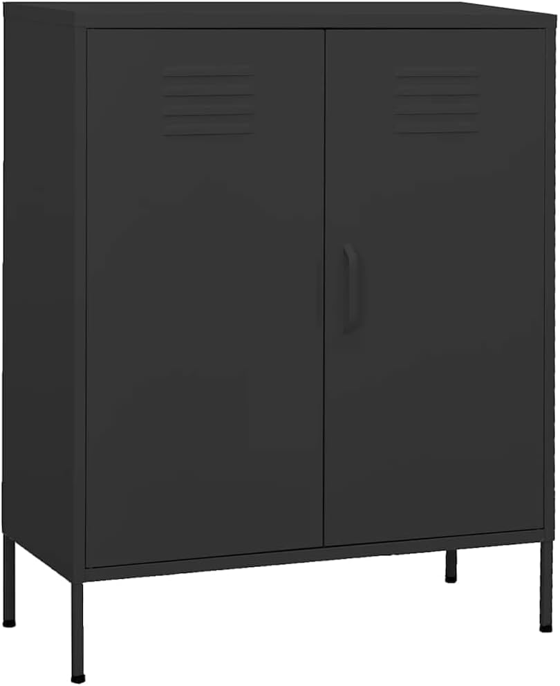 HFXHIJXQ Modern Anthracite Steel Storage Cabinet 13.8 x 31.5 x 40 in with Adjustable Shelves, Slim Design for Bathroom, Pantry, Living Room and Entryway Organization